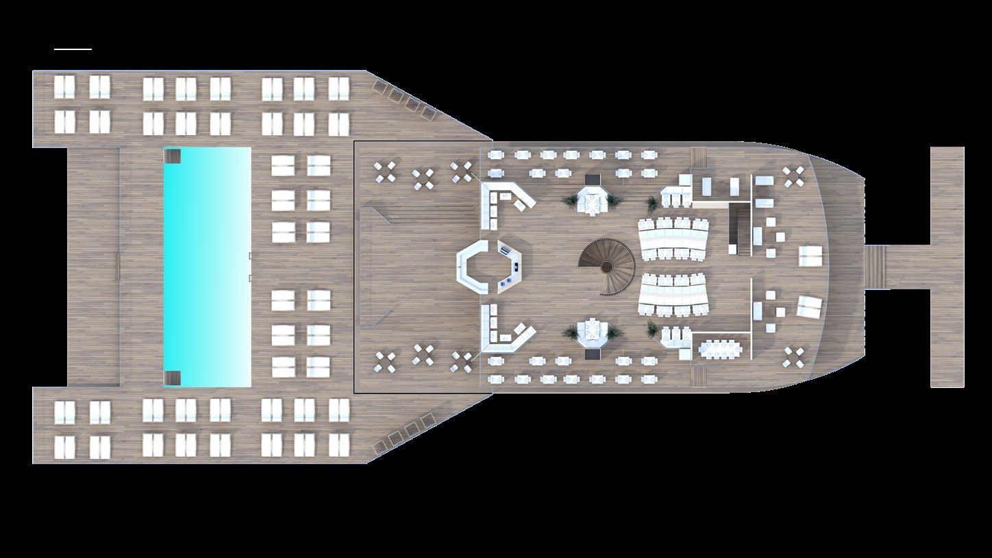 Plan du pont inférieur du restaurant flottant