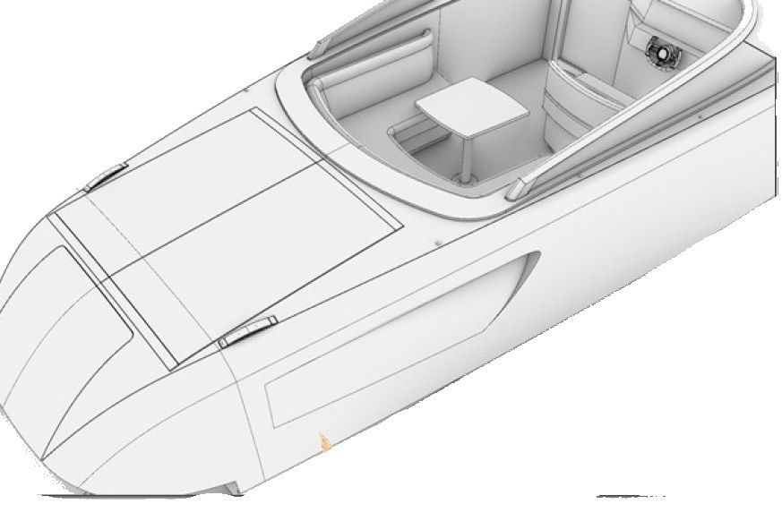 Modèle 3D du YdL 40', vue trois-quarts avant